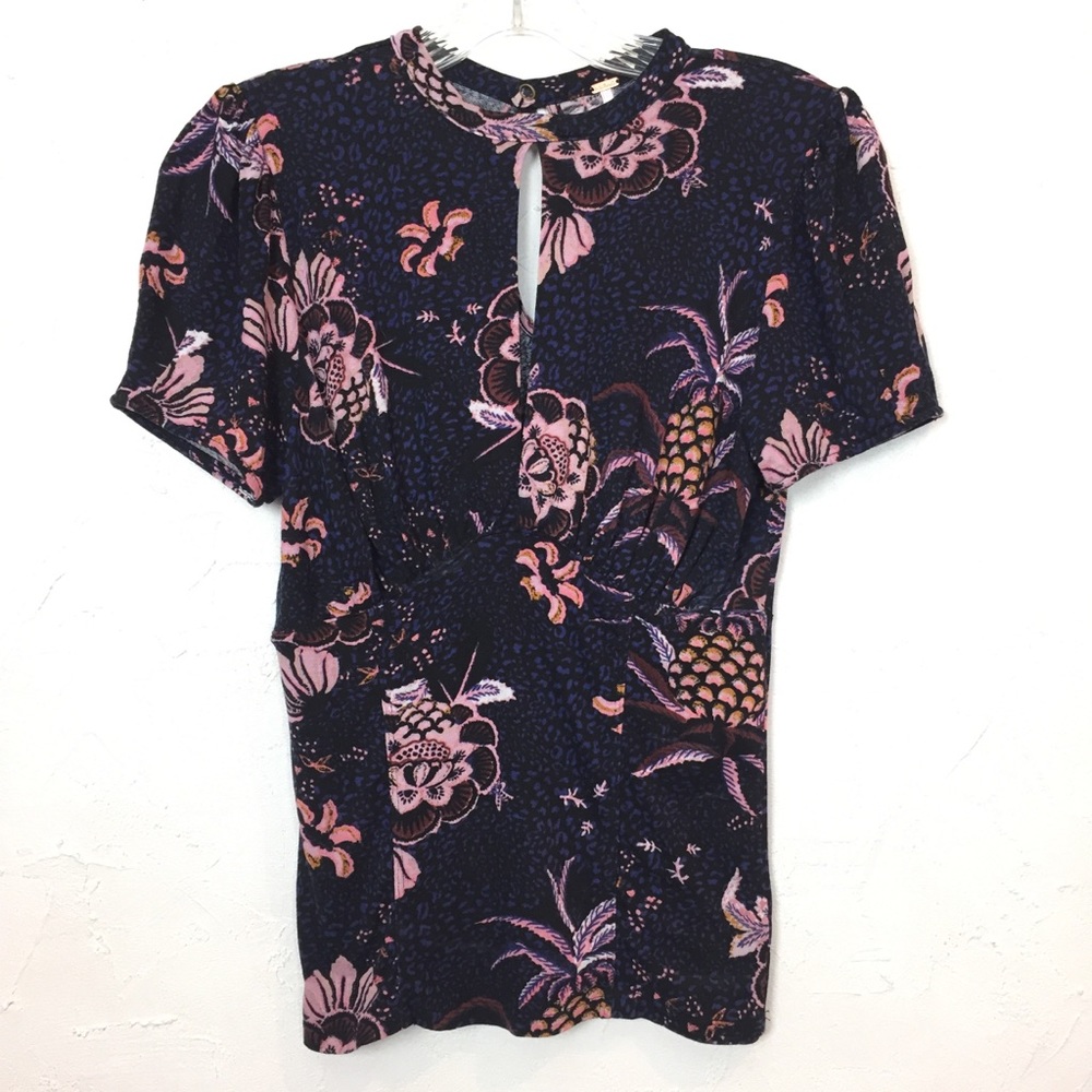 FREE PEOPLE Keyhold Neck Pineapple Blouse Small